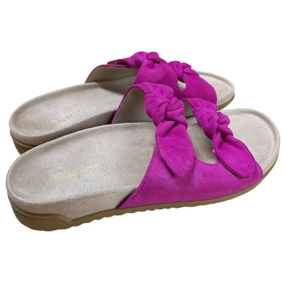 Vionic Elara Slide Sandal Rose Violet Suede Women's Size 7.5 New Without Box